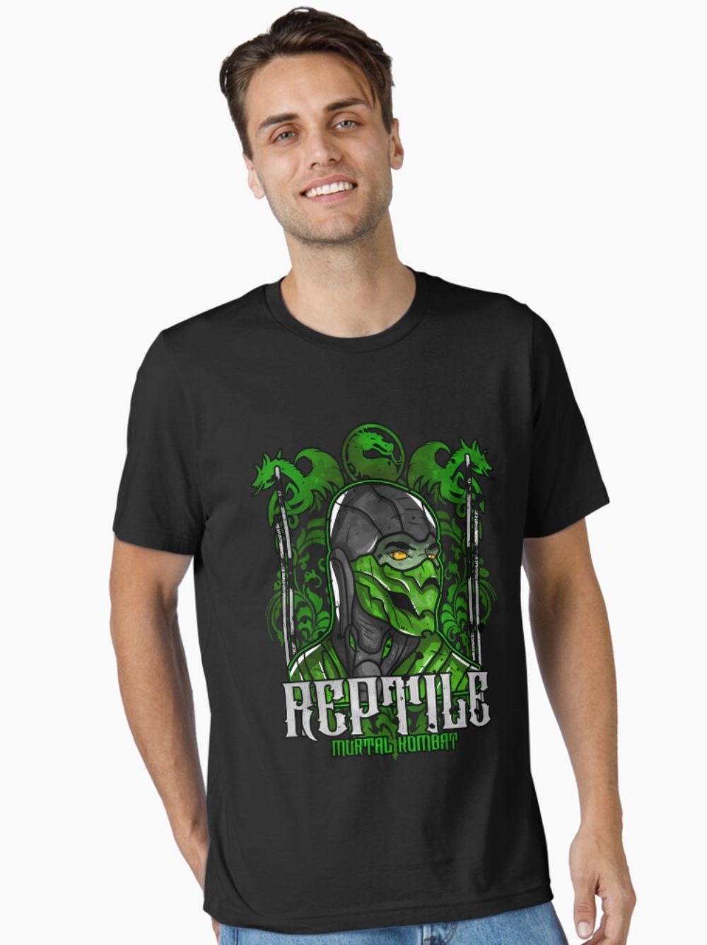 Esports Gaming Shirts - Mortal Kombat Reptile Portre Baskı T